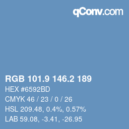 Color code: RGB 101.9 146.2 189 | qconv.com