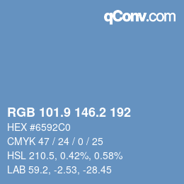 Color code: RGB 101.9 146.2 192 | qconv.com