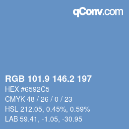 カラーコード: RGB 101.9 146.2 197 | qconv.com