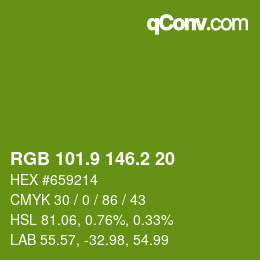カラーコード: RGB 101.9 146.2 20 | qconv.com