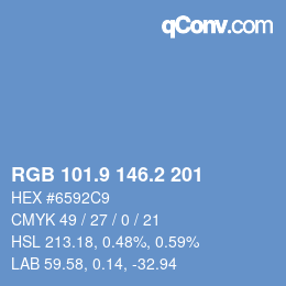 カラーコード: RGB 101.9 146.2 201 | qconv.com