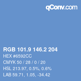 Color code: RGB 101.9 146.2 204 | qconv.com