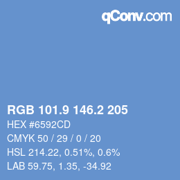 カラーコード: RGB 101.9 146.2 205 | qconv.com
