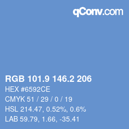 Color code: RGB 101.9 146.2 206 | qconv.com