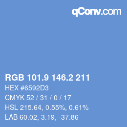カラーコード: RGB 101.9 146.2 211 | qconv.com