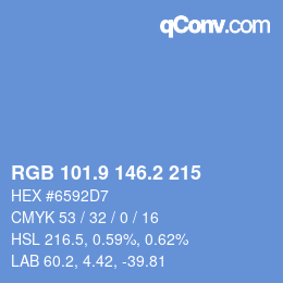 カラーコード: RGB 101.9 146.2 215 | qconv.com