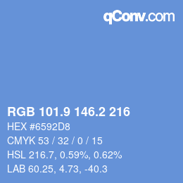 カラーコード: RGB 101.9 146.2 216 | qconv.com