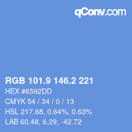 カラーコード: RGB 101.9 146.2 221 | qconv.com