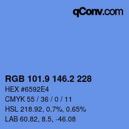 カラーコード: RGB 101.9 146.2 228 | qconv.com