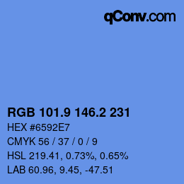 Color code: RGB 101.9 146.2 231 | qconv.com