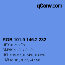 Color code: RGB 101.9 146.2 232 | qconv.com