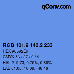 Color code: RGB 101.9 146.2 233 | qconv.com