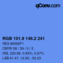 Farbcode: RGB 101.9 146.2 241 | qconv.com