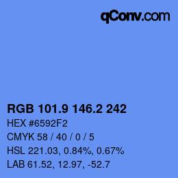 Código de color: RGB 101.9 146.2 242 | qconv.com