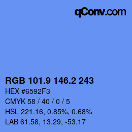 カラーコード: RGB 101.9 146.2 243 | qconv.com