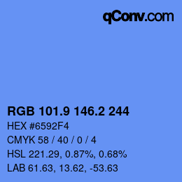 カラーコード: RGB 101.9 146.2 244 | qconv.com