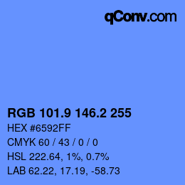 カラーコード: RGB 101.9 146.2 255 | qconv.com