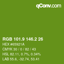 カラーコード: RGB 101.9 146.2 26 | qconv.com