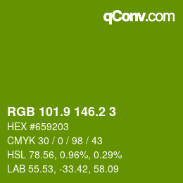 カラーコード: RGB 101.9 146.2 3 | qconv.com