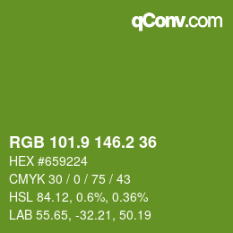 カラーコード: RGB 101.9 146.2 36 | qconv.com