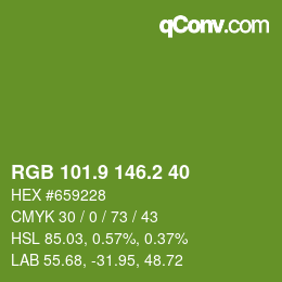 カラーコード: RGB 101.9 146.2 40 | qconv.com