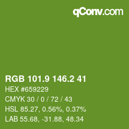 カラーコード: RGB 101.9 146.2 41 | qconv.com