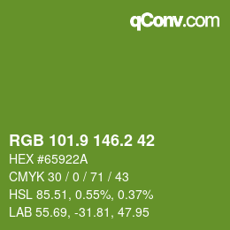 カラーコード: RGB 101.9 146.2 42 | qconv.com