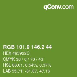 カラーコード: RGB 101.9 146.2 44 | qconv.com