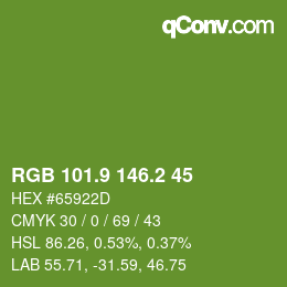 カラーコード: RGB 101.9 146.2 45 | qconv.com