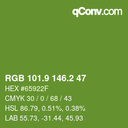 カラーコード: RGB 101.9 146.2 47 | qconv.com