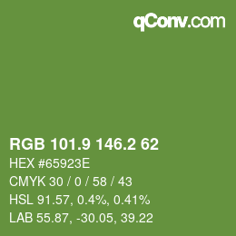 カラーコード: RGB 101.9 146.2 62 | qconv.com