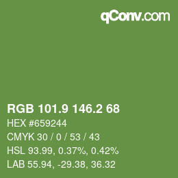 カラーコード: RGB 101.9 146.2 68 | qconv.com