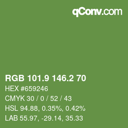 カラーコード: RGB 101.9 146.2 70 | qconv.com