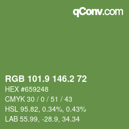 カラーコード: RGB 101.9 146.2 72 | qconv.com