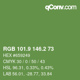 カラーコード: RGB 101.9 146.2 73 | qconv.com