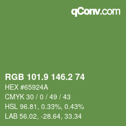 カラーコード: RGB 101.9 146.2 74 | qconv.com