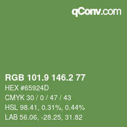 カラーコード: RGB 101.9 146.2 77 | qconv.com