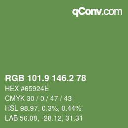 カラーコード: RGB 101.9 146.2 78 | qconv.com