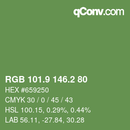 カラーコード: RGB 101.9 146.2 80 | qconv.com