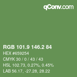 カラーコード: RGB 101.9 146.2 84 | qconv.com