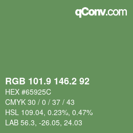カラーコード: RGB 101.9 146.2 92 | qconv.com