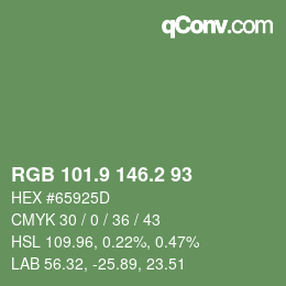 カラーコード: RGB 101.9 146.2 93 | qconv.com