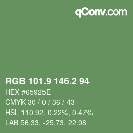 カラーコード: RGB 101.9 146.2 94 | qconv.com