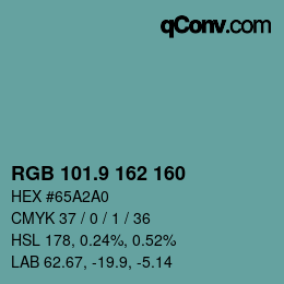 カラーコード: RGB 101.9 162 160 | qconv.com