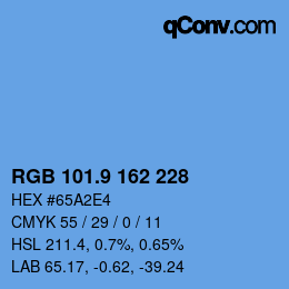 カラーコード: RGB 101.9 162 228 | qconv.com