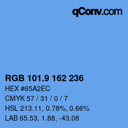カラーコード: RGB 101.9 162 236 | qconv.com