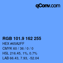カラーコード: RGB 101.9 162 255 | qconv.com