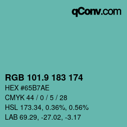 Color code: RGB 101.9 183 174 | qconv.com