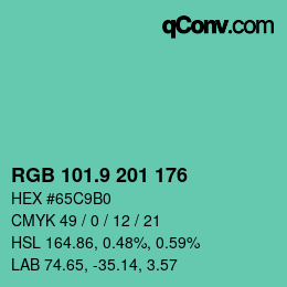 カラーコード: RGB 101.9 201 176 | qconv.com