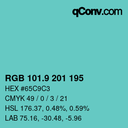 カラーコード: RGB 101.9 201 195 | qconv.com